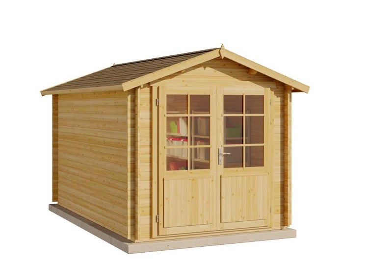 Alpholz Gartenhaus Bremen-28 C aus Massiv-holz, Gerätehaus mit 28 mm Wandstärke, Garten Holzhaus inklusive Montagematerial, Geräteschuppen Größe: 250 x 400 cm, Satteldach