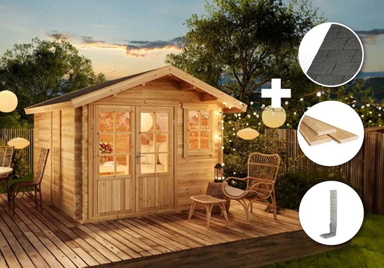 Innenansicht einer Duschkabine mit weißer Duschwanne, schwarzem Duschpaneel mit Massagedüsen, Handbrause und Glaswänden.