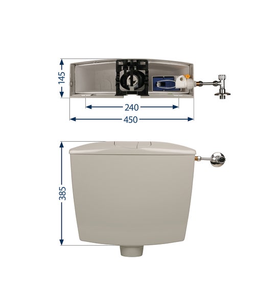 Sanitop-Wingenroth Spülkasten Karat | Tiefspülkasten mit Zwei-Mengen-Technik | 3,5 oder 6 - 9 l | Geräuscharm und vollisoliert | Variabler Anschluss | Manhattan | 21055 3
