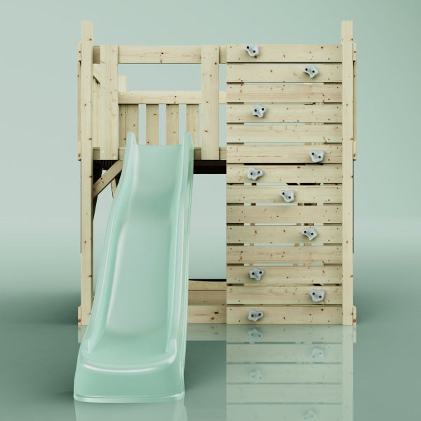 Spielturm mit Rutsche und Kletterwand