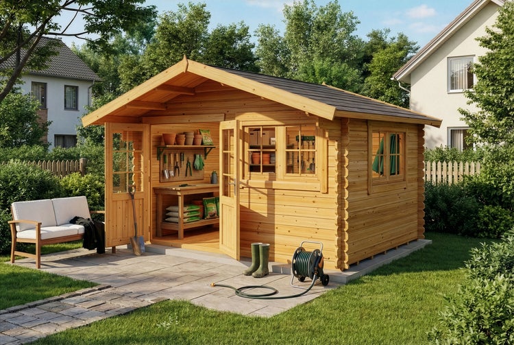 Teppich mit Rautenmuster und Fransen auf dunklem Boden in einem hellen Schlafzimmer neben einem weißen Nachttisch und Polsterbett.