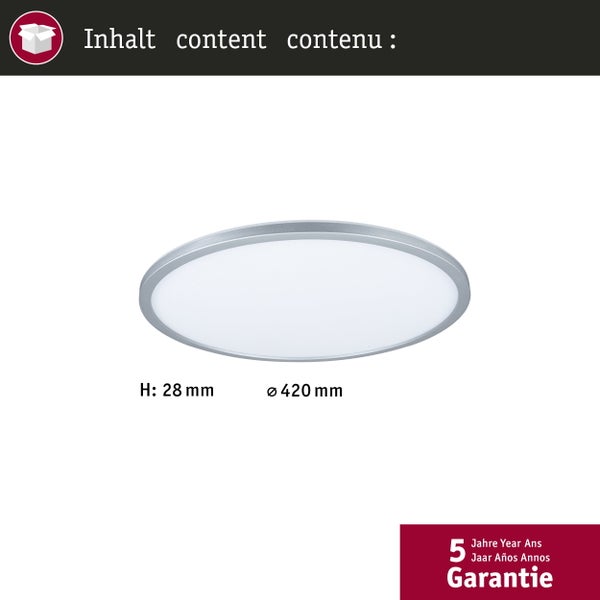 Paulmann LED Deckenleuchte rund 23 Watt 2800 Lumen 420 Millimeter Durchmesser mit dreistufiger Dimmfunktion.