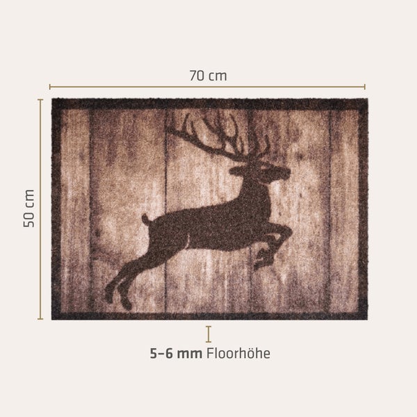 Akzente Listen Deer Jump, Rutschfest, 50 x 70 cm, Polyamid/Monofilament, TPE Rückseite, PVC-frei, wetterbeständig, strapazierfähig