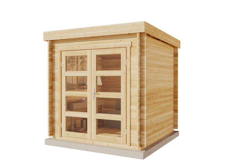 Alpholz Gartenhaus Set Paloma Petit Naturbelassen 234x234cm inkl. Dacheindeckung und Fußboden