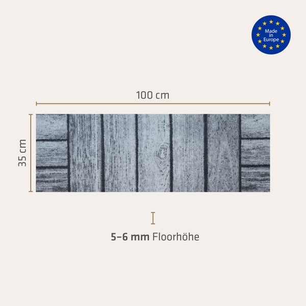 Akzente Feel Badematte mit Motiv in Grau Fußmatte 35 x 100 cm, rutschfest, saugfähig