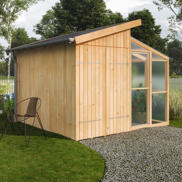 Alpholz Gewächshaus-Gerätehaus Ernst Gewächshaus aus Holz, Anzuchthaus Treibhaus, Naturbelassen