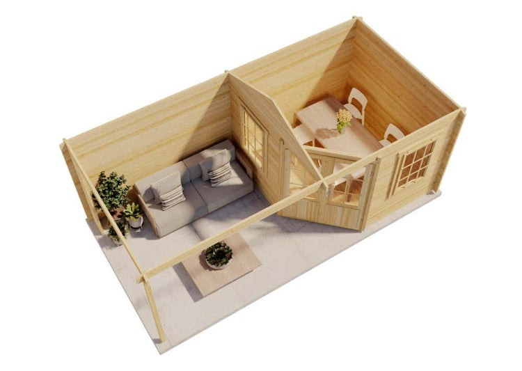 Alpholz 5-Eck Gartenhaus Mosel aus Massiv-Holz, Gerätehaus mit 40 mm Wandstärke, Garten Holzhaus inklusive Montagematerial, Geräteschuppen Größe: 598 x 300 cm