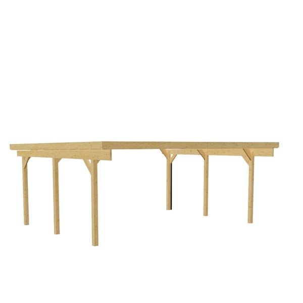 Alpholz Doppelcarport Göteborg Carport aus Holz, Unterstand Überdachung, Naturbelassen 6x5m