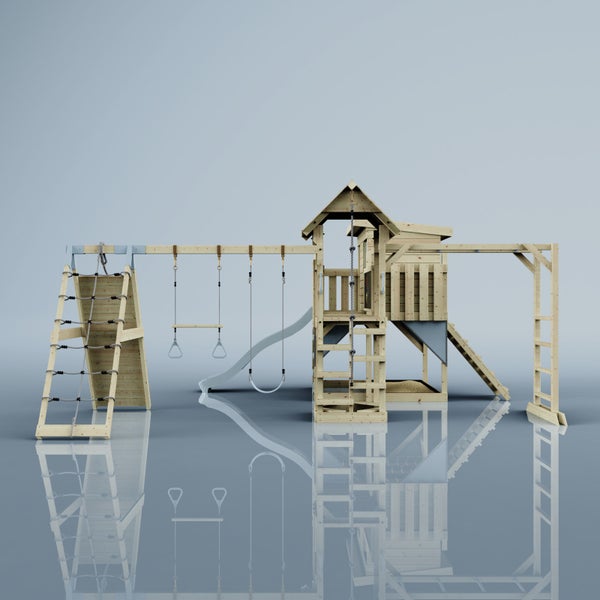 Spielplatz mit Spielturm, Rutsche, Schaukel und Klettergerüst