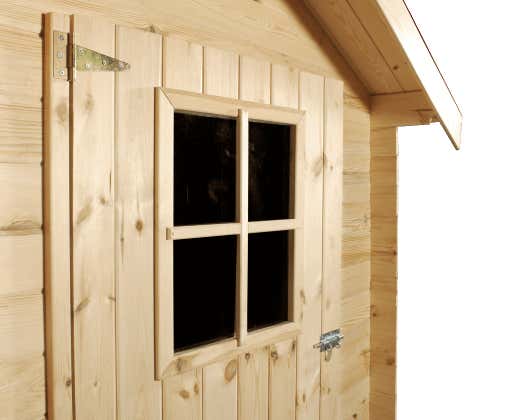 Alpholz Gerätehaus Luzern Gerätehaus aus Holz, Geräteschrank mit 19 mm Wandstärke, Gartenhaus mit Montagematerial, Naturbelassen 2,9x2,9m