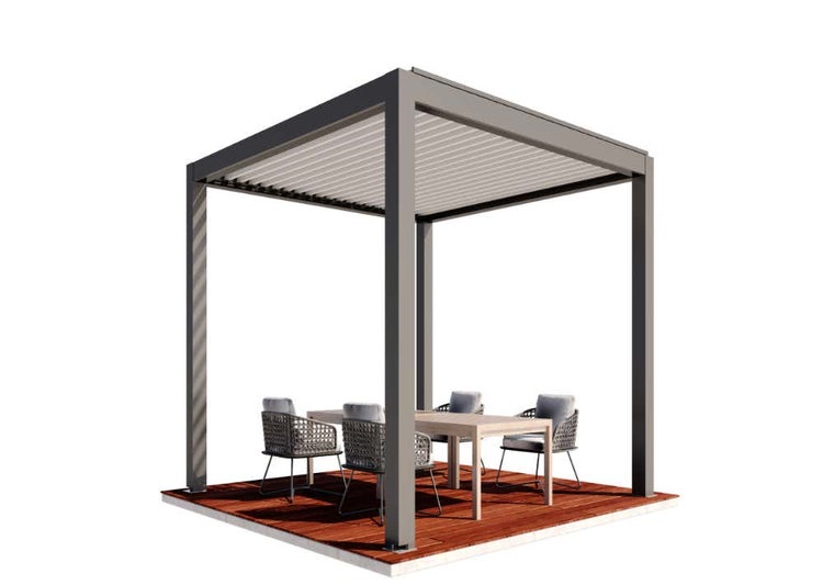 Huun Pergola Mezzo aus Metall in Grau 3x3m