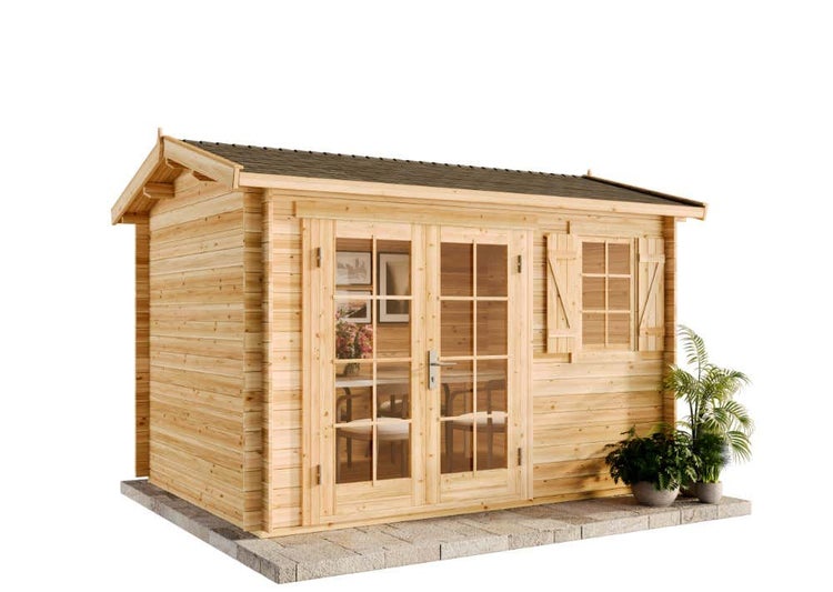 Alpholz Gartenhaus Luisa-28 Gartenhaus aus Holz in natur, Holzhaus mit 28 mm Wandstärke, Blockbohlenhaus mit Montagematerial imprägniert