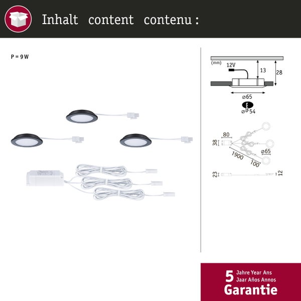Quadratische LED-Wandeinbauleuchte Edge mit warmweißem Licht für Flure und Treppen inklusive Montageansicht in einer Unterputzdose.
