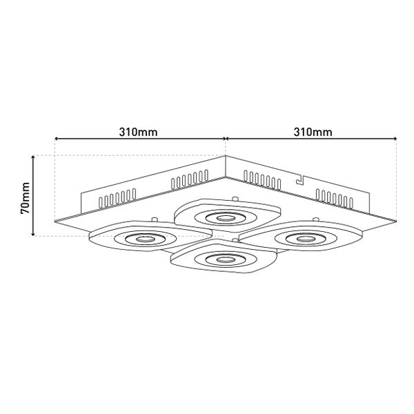 Abmessungen der Deckenleuchte