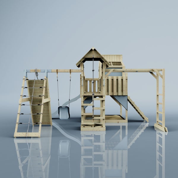 Spielplatz mit Turm, Rutsche, Schaukel und Kletterwand