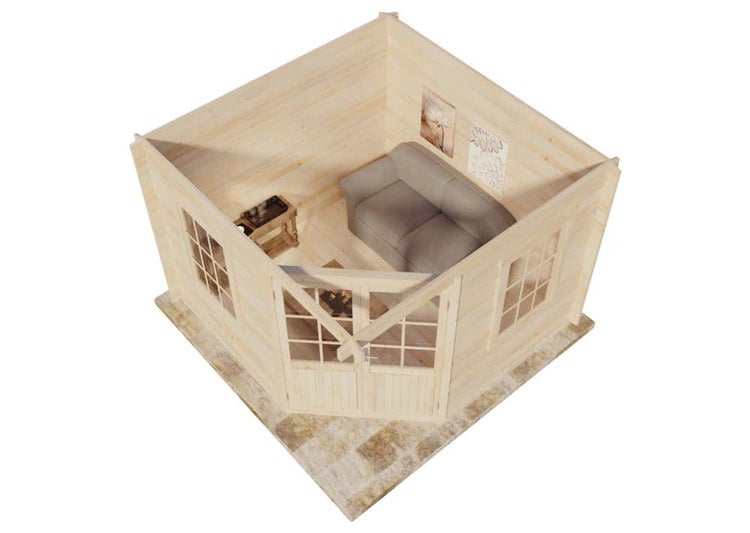 Alpholz 5-Eck Gartenhaus Monica aus Massiv-Holz, Gerätehaus mit 28 mm Wandstärke, Garten Holzhaus inklusive Montagematerial, Geräteschuppen Größe: 300 x 300 cm, Spitzdach