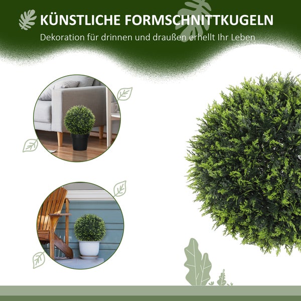 HOMCOM 2er-Set Künstlicher Zeder, 45 cm Zimmerpflanze, Kunstpflanze, Dekopflanze, Dekorative Pflanzen für Zuhause, Büro, Flur, Garten, Grün