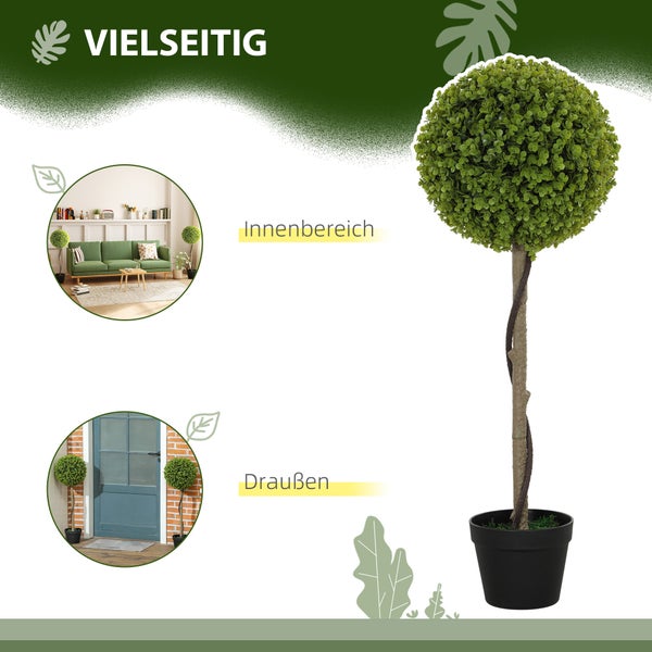 HOMCOM 2er-Set Künstlicher Eukalyptus, 90 cm Zimmerpflanze, Kunstpflanze im Topf, große Dekorative Pflanzen für Zuhause, Büro, Flur, Garten, Grün