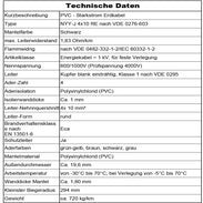 Tabelle mit technischen Daten für das Starkstrom-Erdkabel NYY-J 4x10 RE aus Polyvinylchlorid.